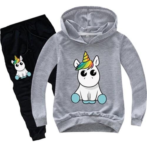 Boys Girls Sport Clothes Set For Baby Girl Boy Unicorn Horse Hoodied T shirt Pants Tracksuit Children Suits Kids Clothing Sets