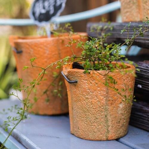 Terracotta Flower Pots Indoor Round Nordic Windowsill Planter Retro Vertical Clay Balcony Antique Pot Vase Maceta Home Decor E5