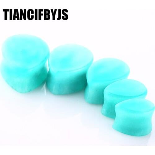 TianciFBYJS Nature Stone Drop Aqua Color Body Jewelry Piercing Plug Wholesales Flesh Tunnel Ear Plug Stretcher Piercing Ear