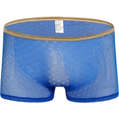 Boxer Mens Underwear Boxers Hot Sexy See Through Mens Lace Transparent Boxer Low Waist Ultra-thin Sexy Breathable Boxers