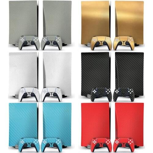 Carbon Fiber Skin Sticker For PS5 CD-ROM Edition Carbon Fiber Skin Sticker Cover For PlayStation 5 Console Controllers