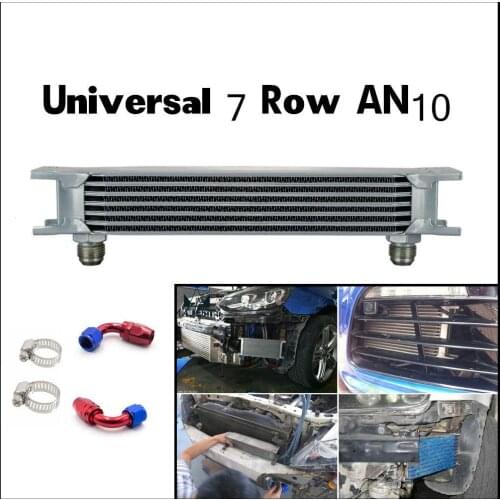 Universal Car Oil Cooler Silver 7 Row AN10 Engine Transmission 248mm Oil Cooler W/ Fittings Kit