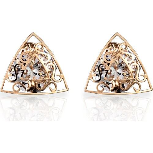 Rainbow hope High-quality geometry Gold-color Fashion Womens Triangle zircon Ear Studs hot trendy lovely style stud earrings