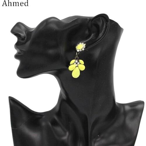 Ahmed Fashion Statement 2018 Water Drop Women Earrings Acrylic Rhinestone Flower Dangle Earring Jewelry Wholesale Gifts