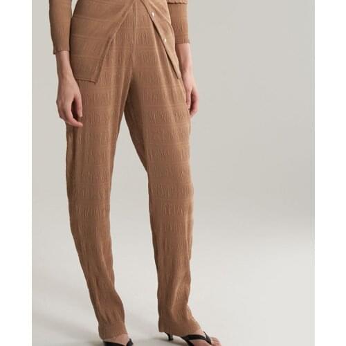 Totem* Viest* women polyester solid colors casual pleated folds wide leg pants