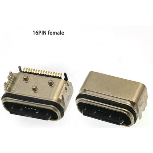 1-3pcs USB 3.1 Powder metallurgy Waterproof level IP7 TYPE-C 16 P Connector Female Port Jack Tail Plug Socket Electric Terminals