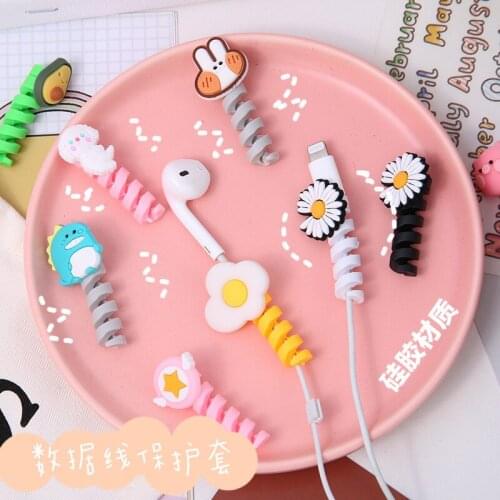20pcs Cartoon Spiral Cable Protector Data Line Cord Protector Protective Case Cable Winder Cover For iPhone USB Charger Cable