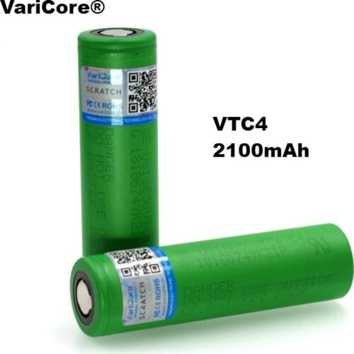 2PCS VariCore New 100% Original 3.6V 18650 US18650VTC4 2100mAh High drain VTC4 30A Rechargeable battery Free shipping