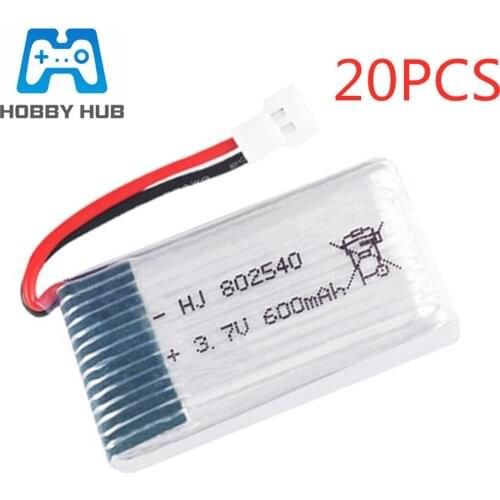 20pcs/lot 3.7V 600mAh Lipo Battery For Syma X5 X5C X5SC X5SW X5HW X5UW CX-30 M68 509 509G 509W 510 Quadrocopter Battery 802540