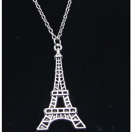 20pcs New Fashion Necklace 44x24mm eiffel tower paris Pendants Short Long Women Men Colar Gift Jewelry Choker