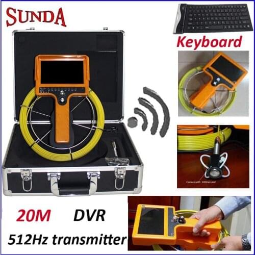 2017 hot wireless 512Hz transmitter hand held pipe inspection camera DVR video recording keyboard 20meter cable
