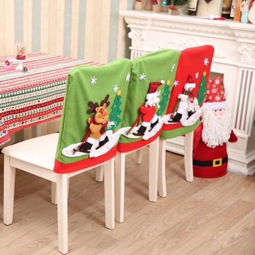 2019 Christmas 4/6pcs Santa Claus Hat Chair Covers Christmas Dinner Chair Back Covers Table Party Decor New Year Party Supplies
