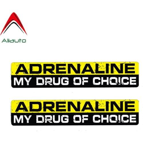 Aliauto 2 X Warning Car Sticker Adrenaline My Drug of Choice Decal Accessories PVC for Kia Ceed Seat Ibiza Passat Golf,15cm*3cm