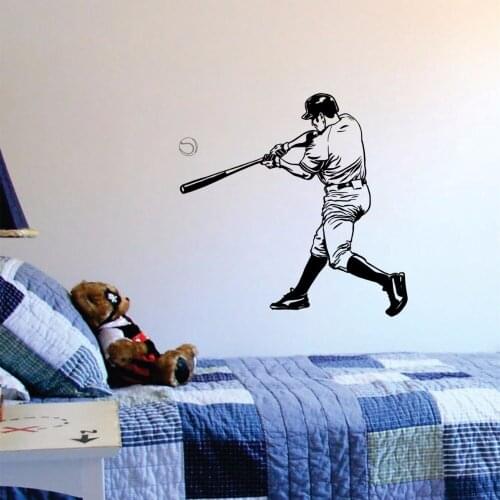 Baseball Player Batter Hitting Ball Decal Vinyl Art Wall Stickers For Kids Rooms Boys Bedroom Home Decor Murals Wall Poster A436