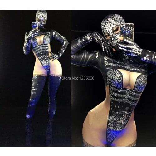 Shining Crystals Stones Jumpsuit Novelty 3D Printed Skinny Bodysuit Stretch Leggings Men Women Nightclub DJ Pole Dancing Costume