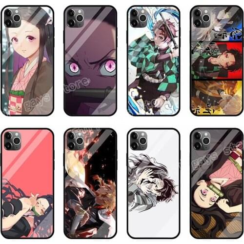 Demon Slayer Phone Cover for Samsung S10 S10plus S9 S10plus S8 S8plus Note8 Note8plus Note9plus Note10plus Tempered Glass Case