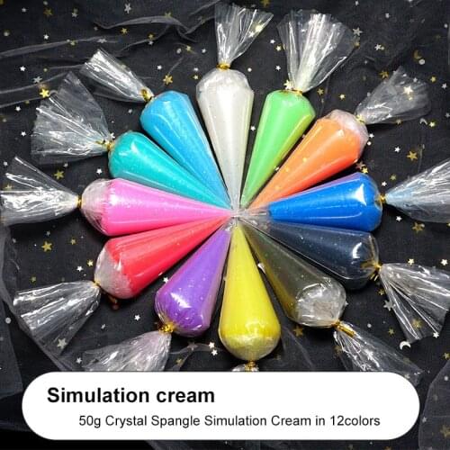 Enablefancy - 12 Colors 50g Magic Crystal Spangle Simulation Cream Glue Gel DIY PhoneCase Cooking Cake Accessories Handmade Gift