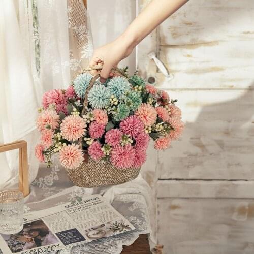 7PCS/Bunch Artificial Dandelion Valentines Day Flowers Wedding Bouquet Silk Home Party Living Vase Plant Interior Decoration
