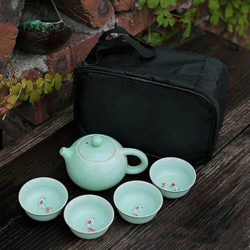 Chinese Travel Kung Fu Tea Set Gaiwan Tea Cups of Tea Ceremony Tea Pot Ceramic Portable Teapot Porcelain Teaset Free shipping