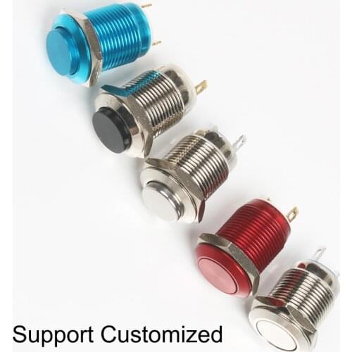 12mm Metal Push Button Switch Flat/high Head Ring reset Momentary/locking Latching Waterproof Car Auto Eng Oxidized pin Multiple