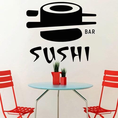 Sushi Bar Wall Stickers Japanese Food Vinyl Decal Restaurant Kitchen Stickers Sushi Store Window Decoration Art Mural