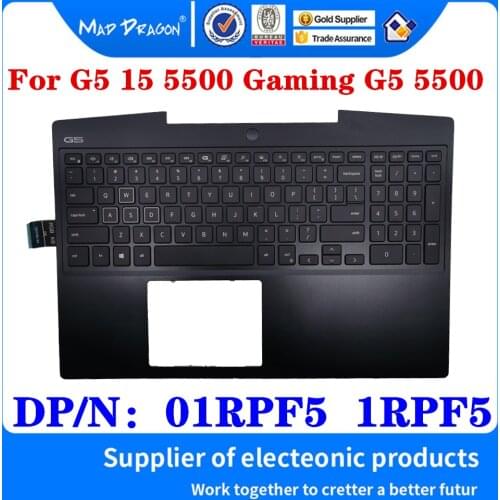 New 01RPF5 1RPF5 For Dell G5 15 5500 Gaming G5 5500 Laptop Palmrest Top Cover Upper Case Colorful RGB Backlit Keyboard Assembly