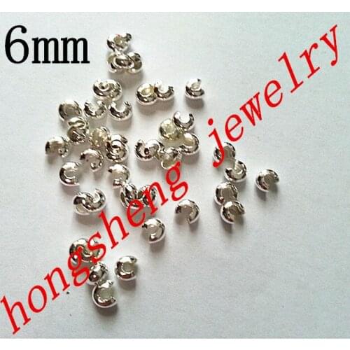 Free shipping 6mm Silver color 1000pcs/lot Jewellery Findings Crimp Bead Covers for Chunky Jewelry Making