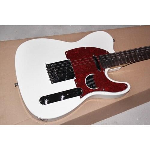 Factory Wholesale White Body Electric Guitar with Red Pearl Pickguard,Rosewood Fretboard,Offer Customized