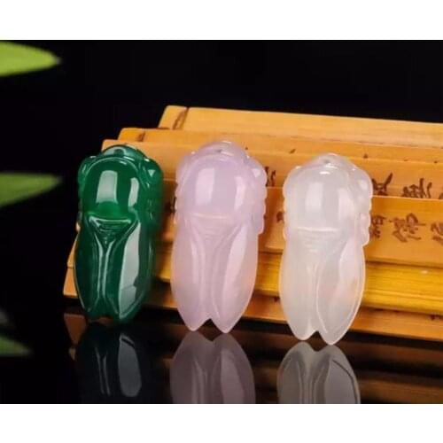 Natural Multicolor Jade Cicada Pendant Agate Necklace Fashion Accessories Charm Jewellery Carved Gifts for Women Men