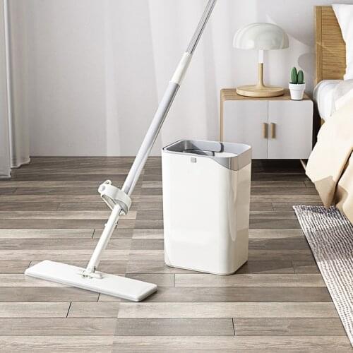 Wooden Floor Mops Microfibre Disposal Rectangle Easy Wring Lazy Mop with Bucket Kitchen Fregona Household Cleaning Tools DF50TB