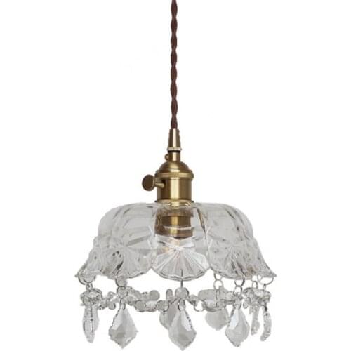 Nordic American brassiness crystal pendant light Industrial Hanging Lamp personality E27 LED bulb Dining Room Lights