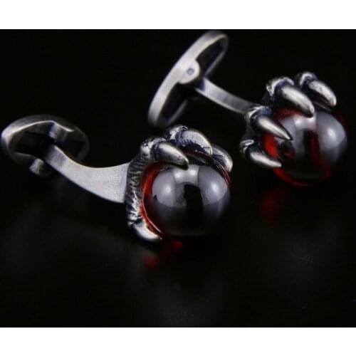 SPARTA Red Zircon Antic Silver Plated Red Dragonball Shirt cufflinks mens Cuff Links + Free Shipping !!! metal buttons