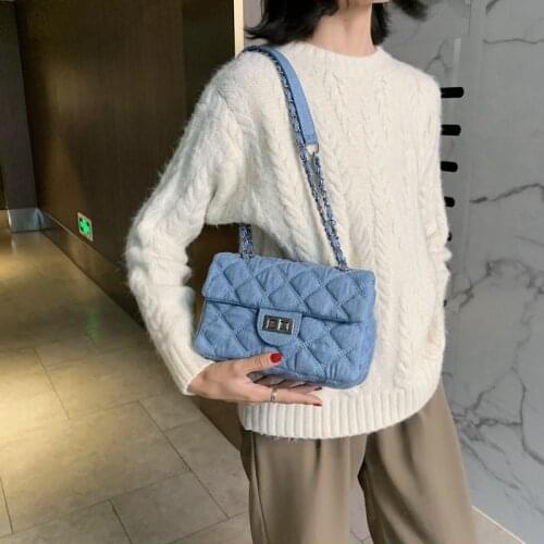 Fashion Cowboy Small Crossbody Bag For Women 2021 High Quality Denim Luxury Handbag Solid Color Shoulder Bag Purses Sac A Main