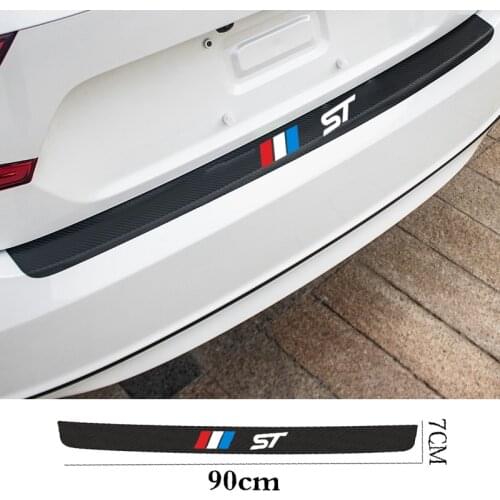 Carbon Fiber Car Rear Bumper Trunk Guard Protected Leather Stickers Decals For Ford ST Racing Focus 2 3 Fiesta Ecosport Escort