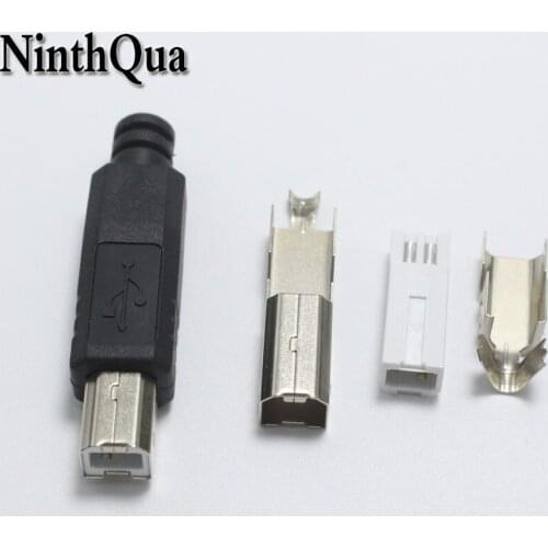 10set Type B Male USB Printer Scanner Extender Adapter Black Data Sync Coupler Converter DIY Repair Free-Welding Connector