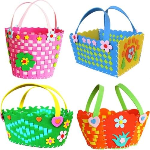 1Pc Children DIY Handmade EVA Woven Flower Basket Kindergarten Material Bag Toy for Girls Boys Art Crafts Early Learning Toys