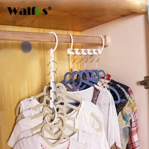 WALFOS 1 Pc Space Saving Hanger Plastic Cloth Hanger Hook Magic Clothes Hanger With Hook Closet Organizer