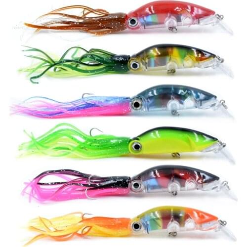 1pcs 17cm 16.2g Fishing Lure Minnow Hard Bait Octopus Squid Fishing Lure Hook Shrimp Tackle Tool With 3D eyes with Beard Lures