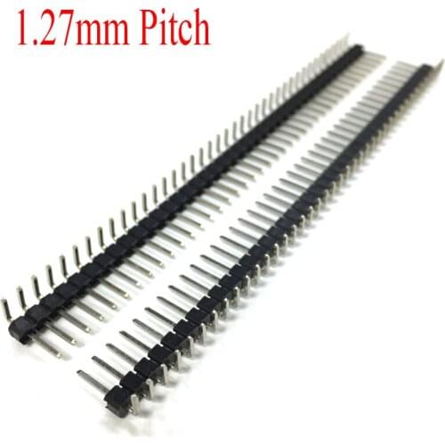 1x40 1*40 1x50 1*50 Pin 40P 50P 1.27mm Pitch Single Row Single-Spaced Right Angle Pin PCB Male IC Connector Pin Header Strip