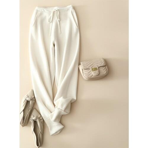 2021 ladies autumn winter fashion cozy 100% cashmere pants with pocket