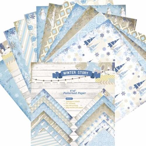 24pcs/Set 6x6 inch Winter Story Patterned Paper Scrapbooking Pack Handmade Craft Paper Card DIY Photo Album Background Cardstock