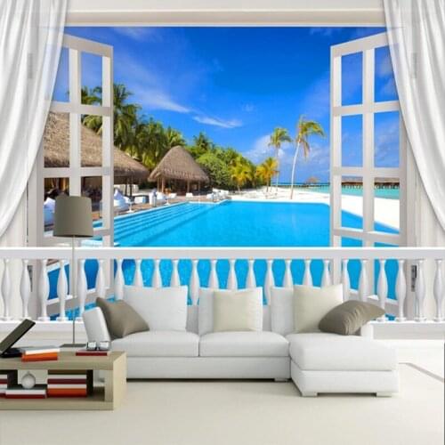 3D Wall Paper Modern Seaside Landscape Nature Murals Wall Cloth Living Room Bedroom Backdrop Decor Wall Covering Papel De Parede