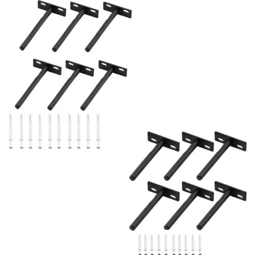 6Pcs 5 Inch & 6Pcs 4 Inch Floating Shelf Brackets Concealed Blind Shelf Support For Raw Wood Shelves
