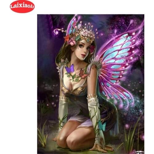 Diamond Painting Elf Butterfly Girl Full Drill Square DIY Diamond Embroidery Cross Stitch Mosaic round Rhinestone Home Decor