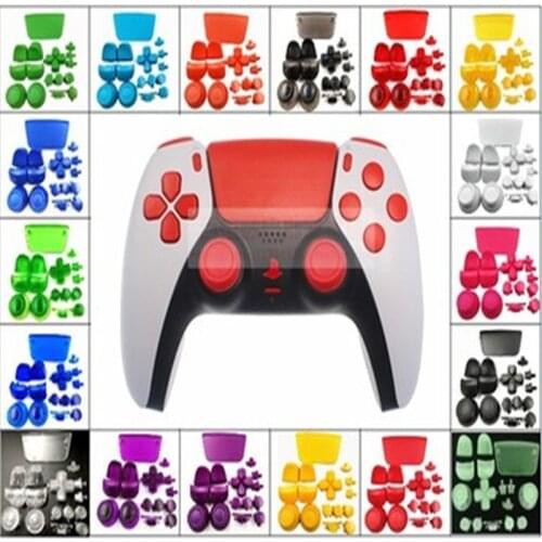 Free Shipping 16Pcs New Clear Blue Color Controller Buttons Set For PS5 Controller Joystick Caps and RB LB For P5