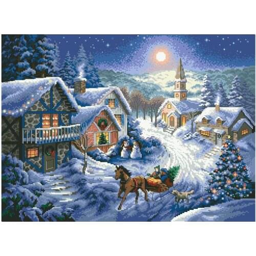 FREE delivery Top Quality popular counted cross stitch kit Sleigh Ride Snow Snowy Night Winter Christmas Eve dim 8689 08689