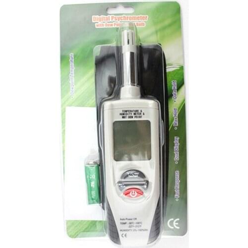 Digital Psychrometer Mini Portable Thermo Hygrometer Temperature Humidity Meter with Dew Point Wet Bulb Temperature Tester