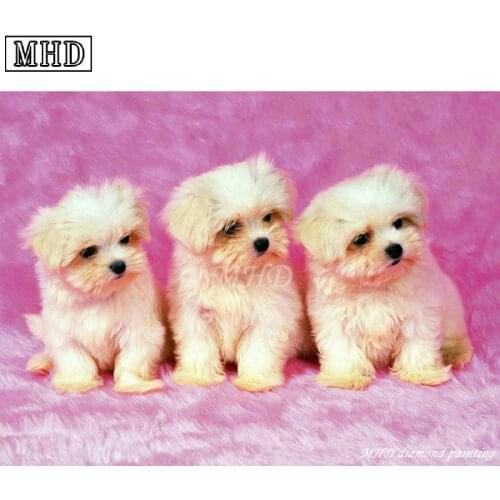 DIY Diamond Cross Stitch Three Cute Dog Pictures Rhinestone Mosaic 3d Diamond Embroidery Animal Home Decor Artwork