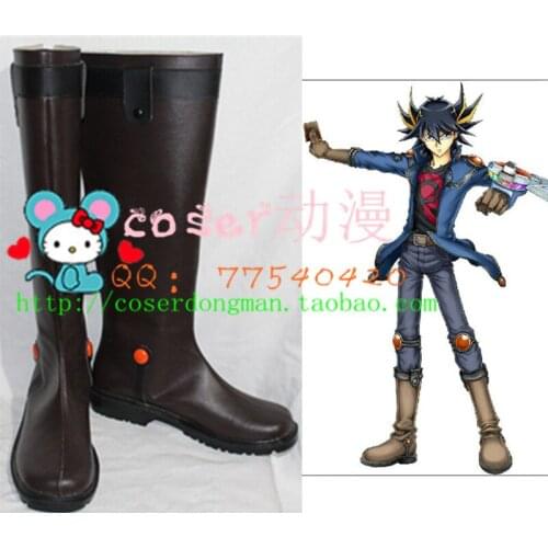 Yu-Gi-Oh Yusei Fudo Game king Cosplay Long Shoes Boots S008