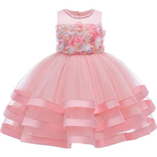 Elegant Girl Ball Gown Evening Dress Lace Flower Girl Party Dress For Kids Girl Princess Wedding Birthday Dresses Clothes